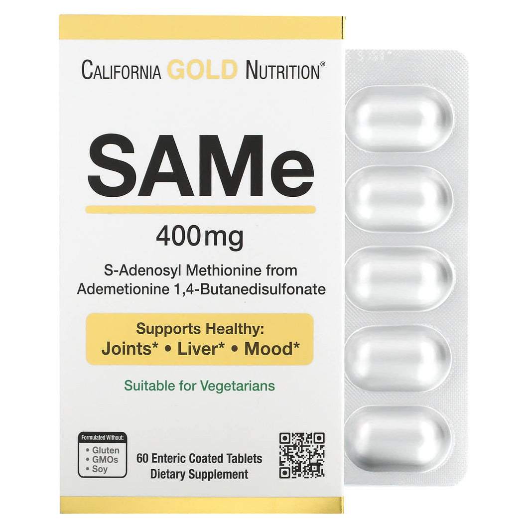 California Gold Nutrition, SAMe (Butanedisulfonate), 400 mg, 60 Enteric Coated Tablets