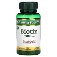 Load image into Gallery viewer, Nature&#39;s Bounty, Biotin, 5,000 mcg, 72 Rapid Release Softgels