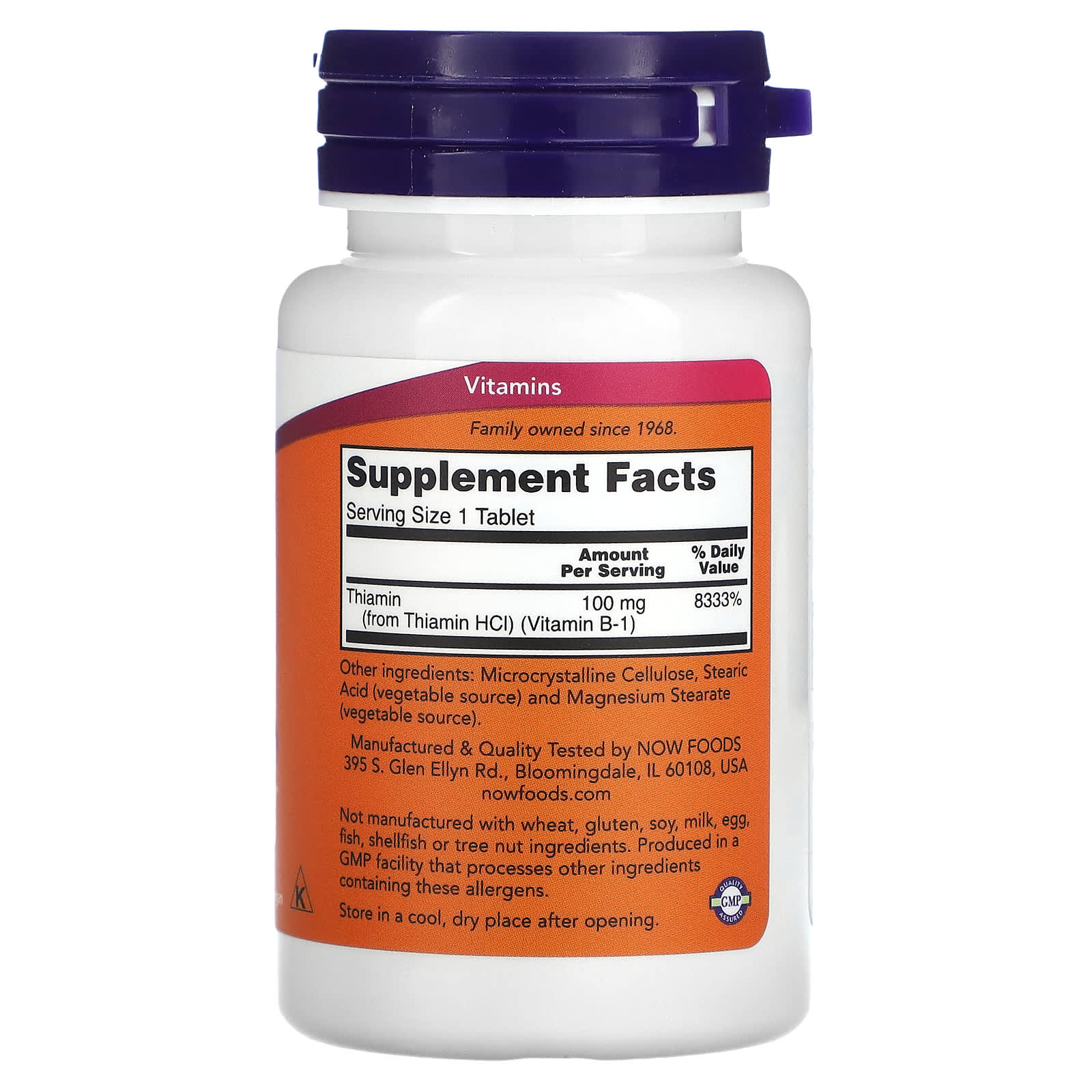 Now Foods Vitamin B1 100 Tablets