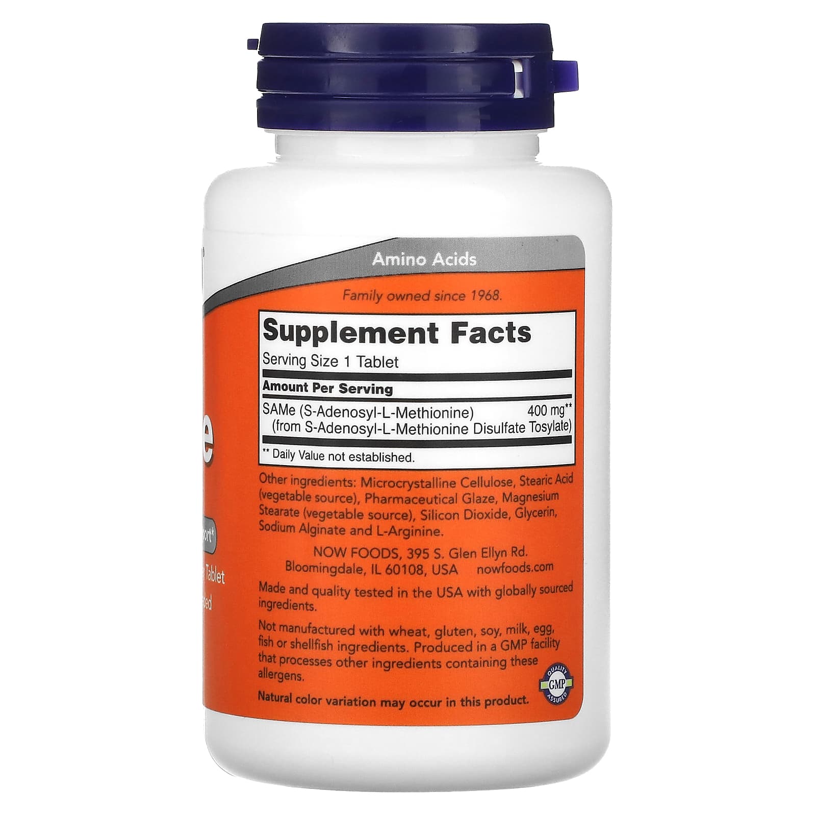 Now Foods SAMe 400mg 60 Tablets - Dietary Supplement