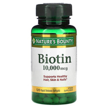 Load image into Gallery viewer, Nature&#39;s Bounty, Biotin, 10,000 mcg, 120 Rapid Release Softgels