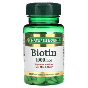 Nature's Bounty, Biotin, 1,000 mcg, 100 Coated Tablets