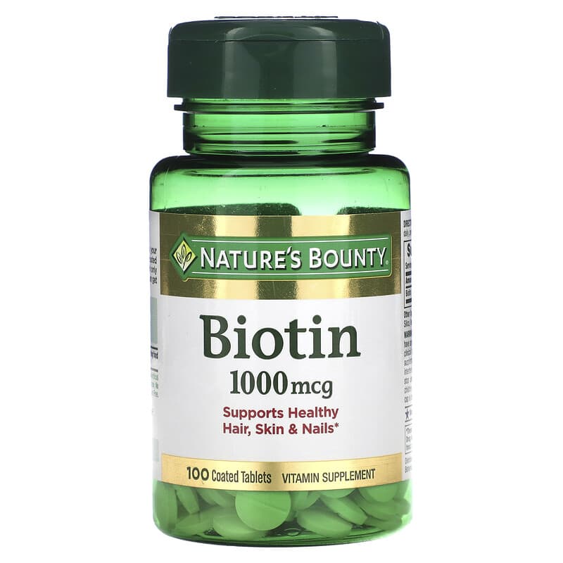 Nature's Bounty, Biotin, 1,000 mcg, 100 Coated Tablets