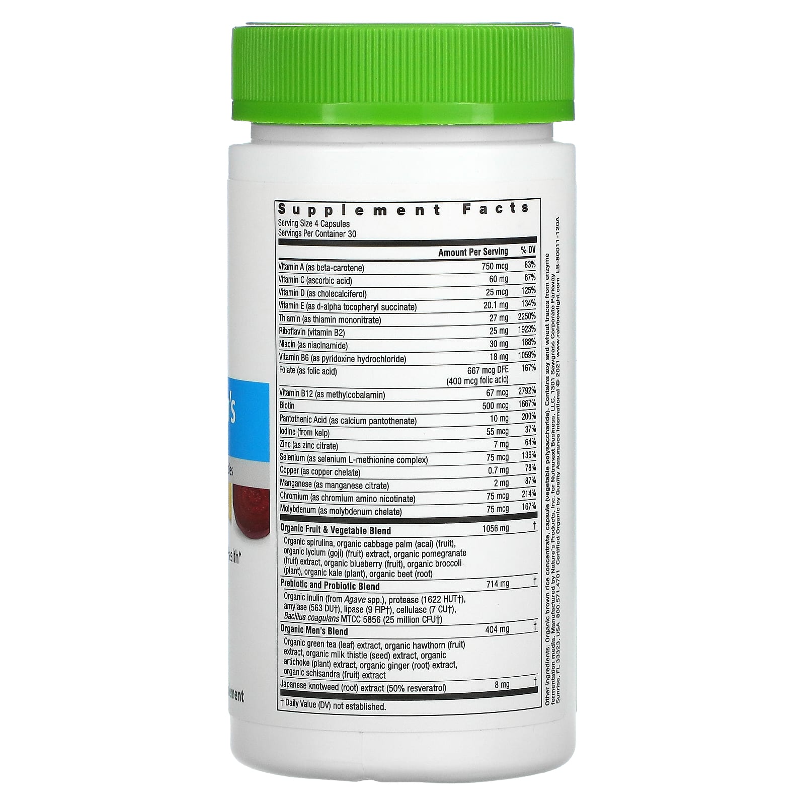 Rainbow Light, Certified Men's Multivitamin, 120 Capsules