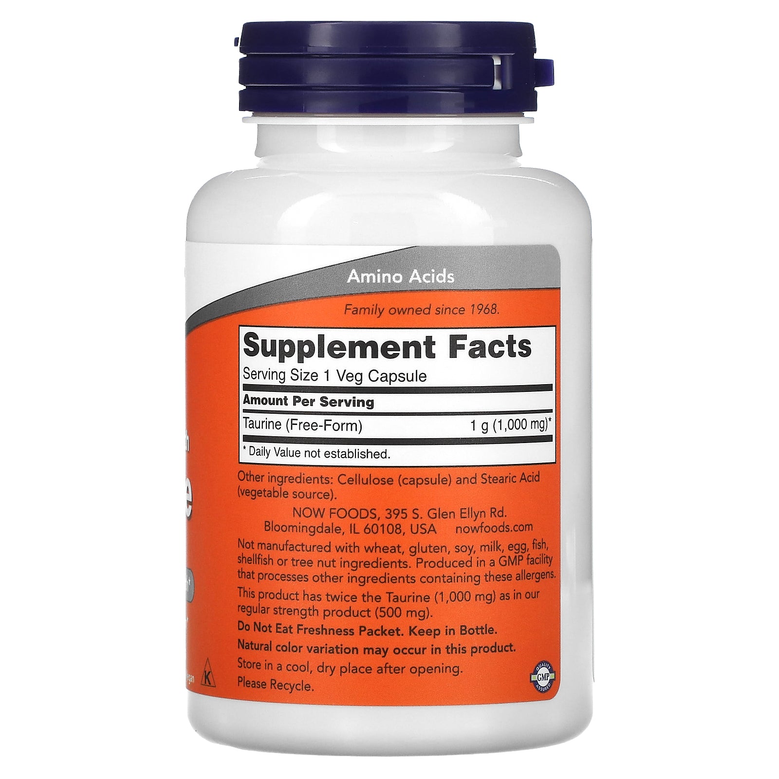 Now Foods Taurine Double Strength 1000mg 100 Capsules