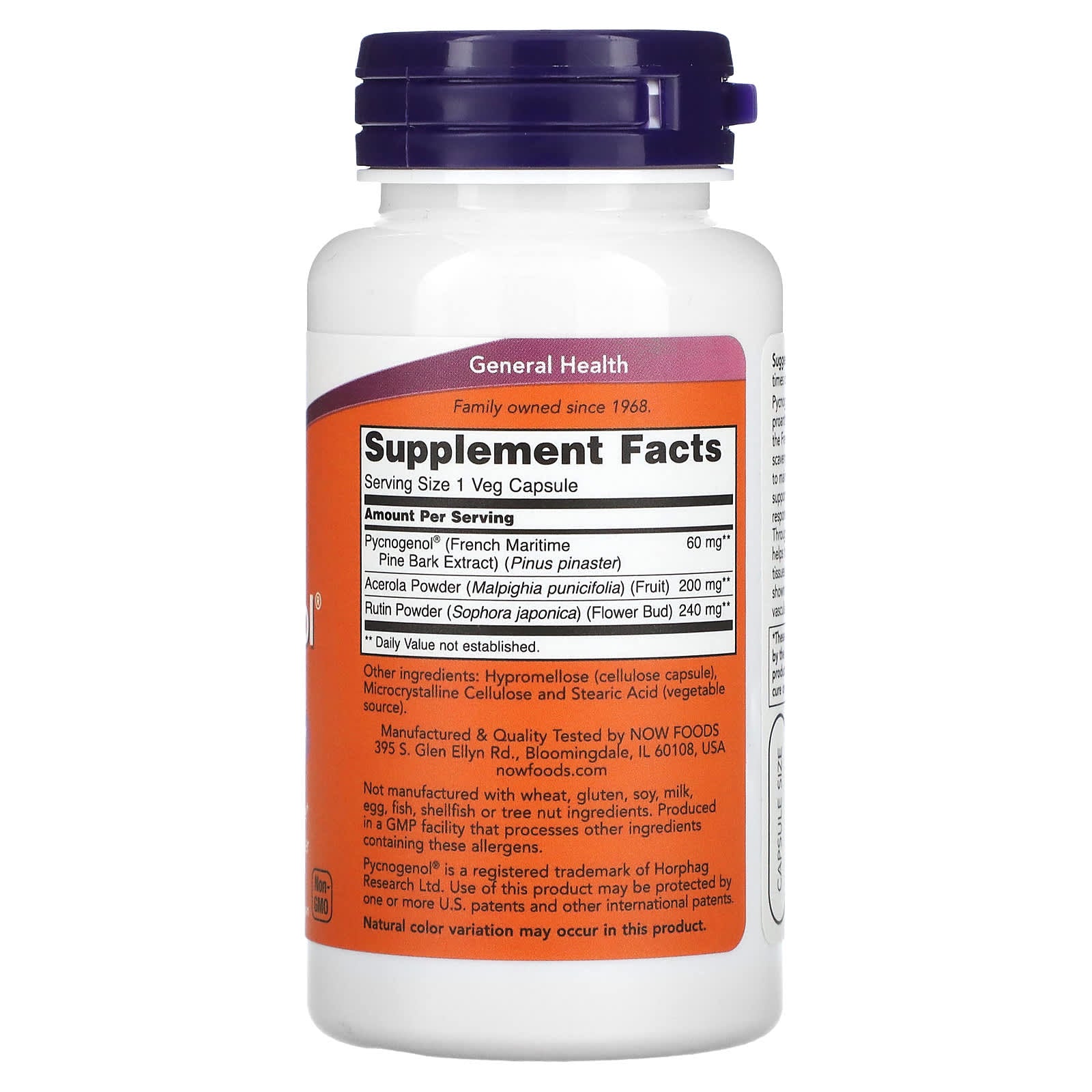 Now Foods Pycnogenol 60mg 50 Veggie Capsules