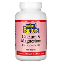 Load image into Gallery viewer, Natural Factors, Calcium &amp; Magnesium Citrate with D3, 180 Tablets