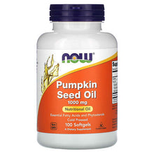 Load image into Gallery viewer, Now Foods Pumpkin Seed Oil 1000mg 100 Softgels