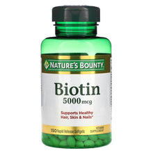 Load image into Gallery viewer, Nature&#39;s Bounty, Biotin, 5,000 mcg, 150 Rapid Release Softgels