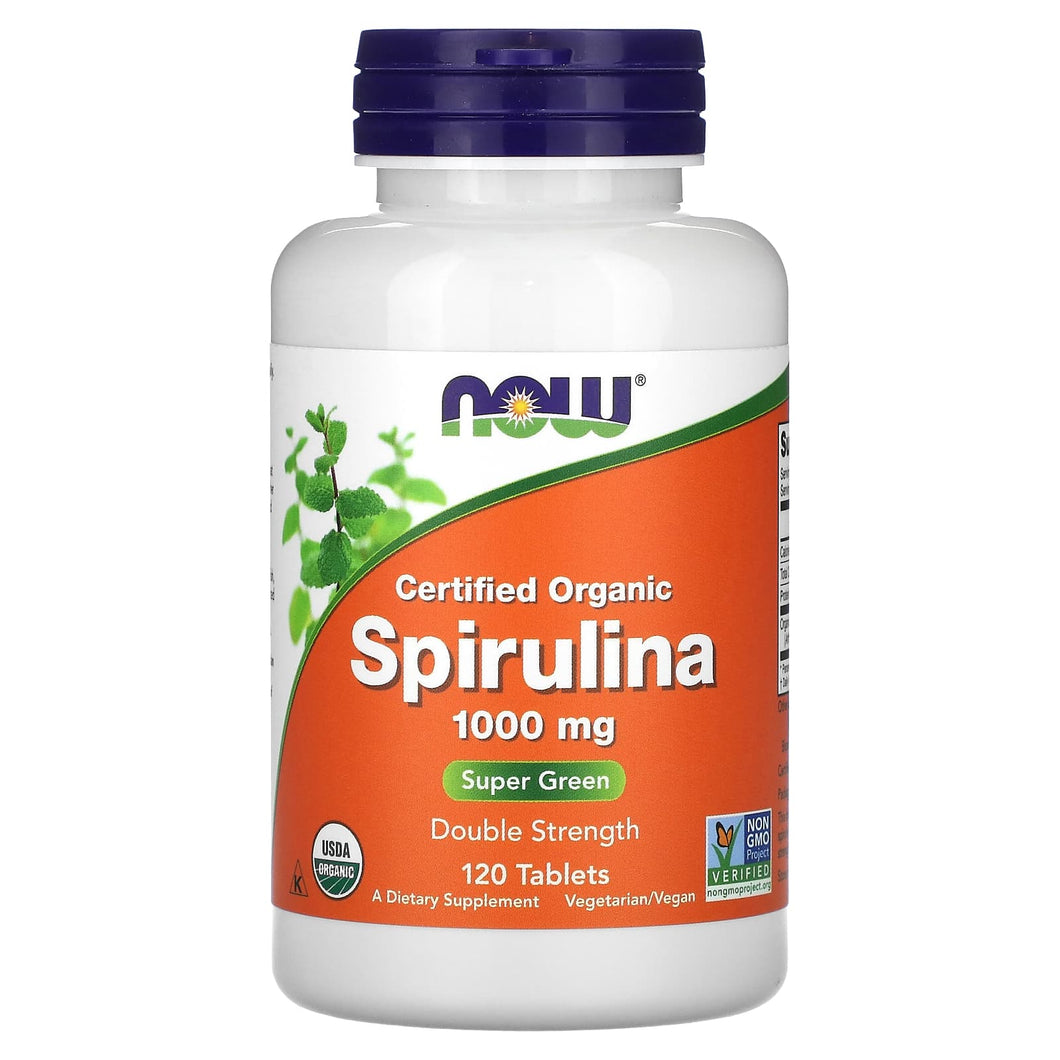 Now Foods Certified Organic Spirulina 1000mg 120 Tablets