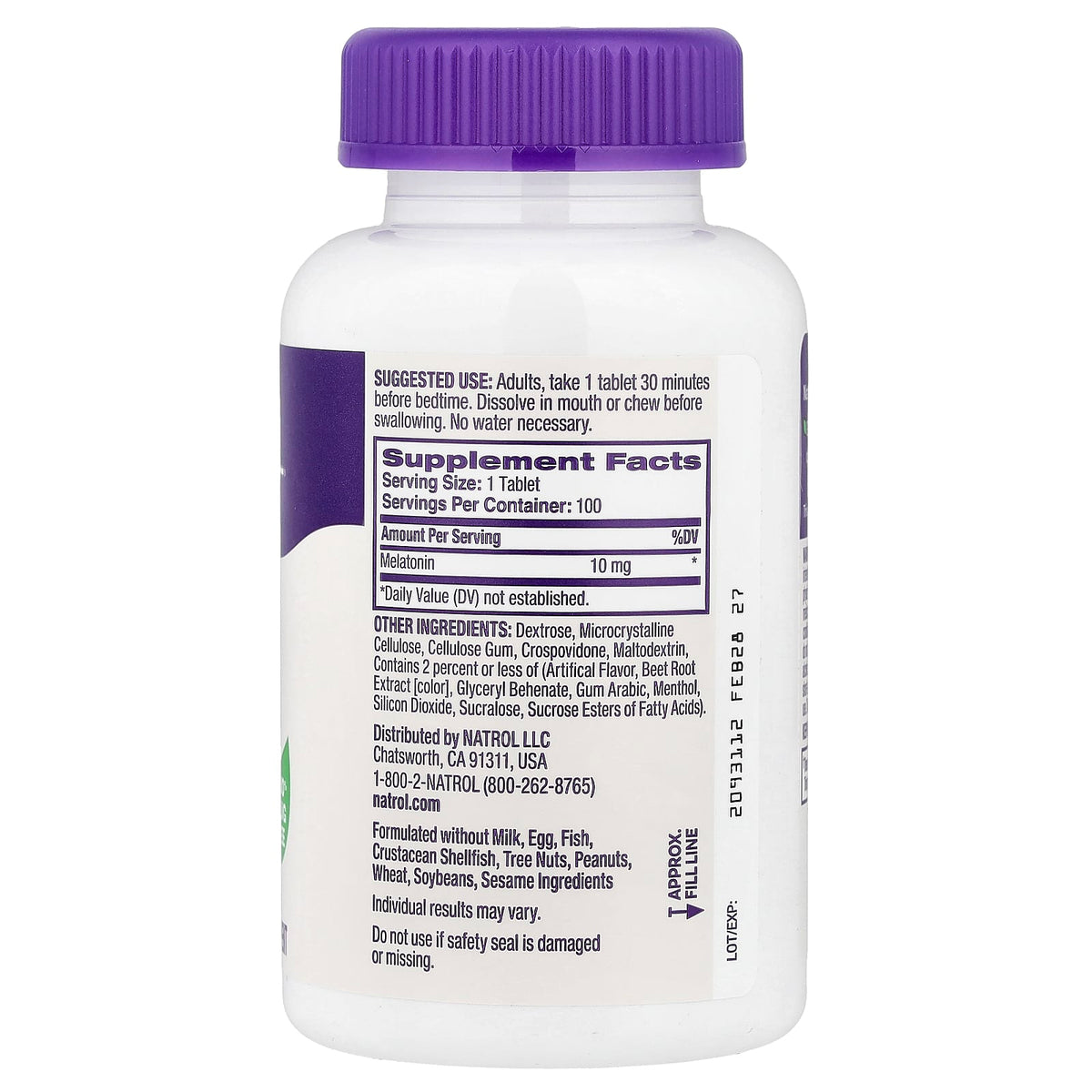 Natrol Melatonin 10mg Fast Dissolve Tablets - Strawberry ,100 Tabs
