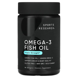 Sports Research Omega-3 Fish Oil Triple Strength 1250mg 90 Softgels