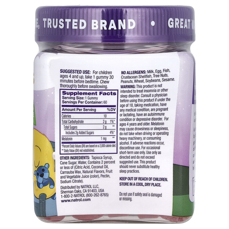 Natrol, Kids, Melatonin Gummies, Ages 4+, Raspberry, 60 Gummies