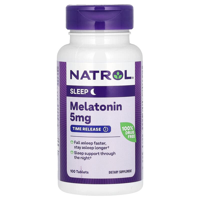Natrol, Melatonin, 5 mg, 100 Tablets time release
