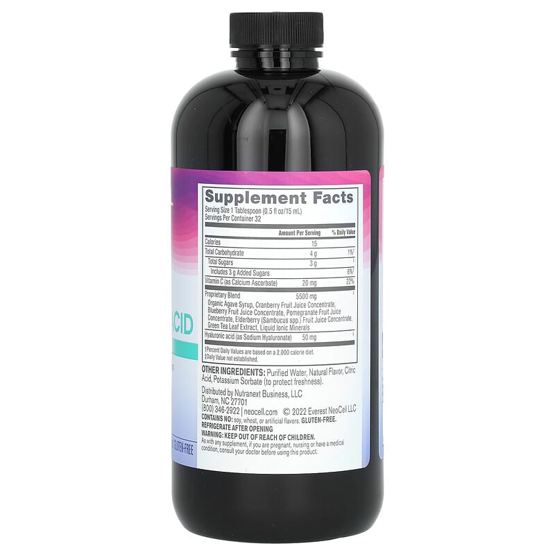 NeoCell, Hyaluronic Acid With Vitamin C, Berry Liquid, 16 fl oz (473 ml)