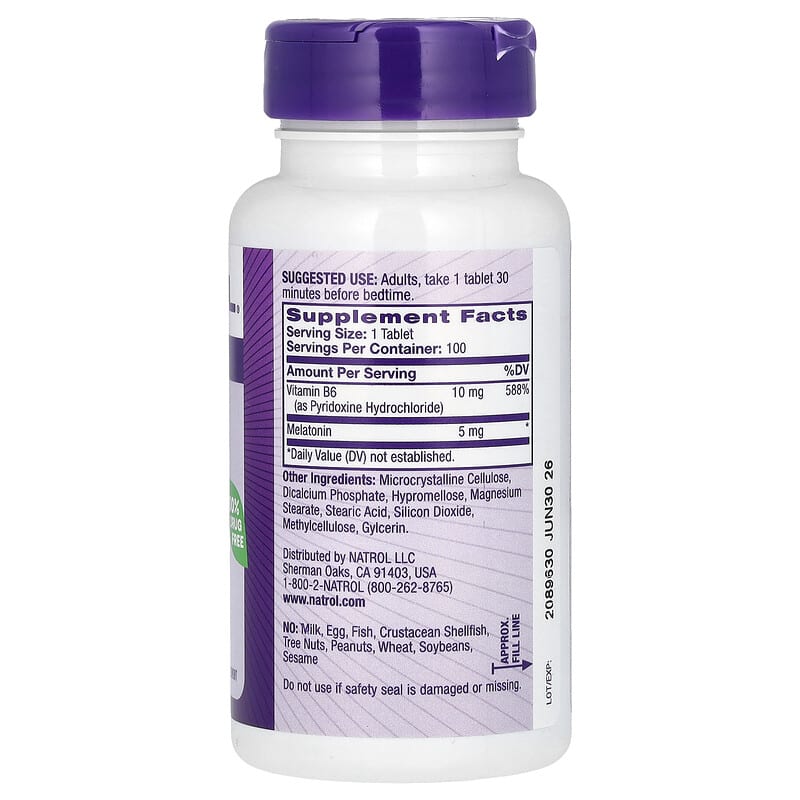 Natrol, Melatonin, 5 mg, 100 Tablets time release