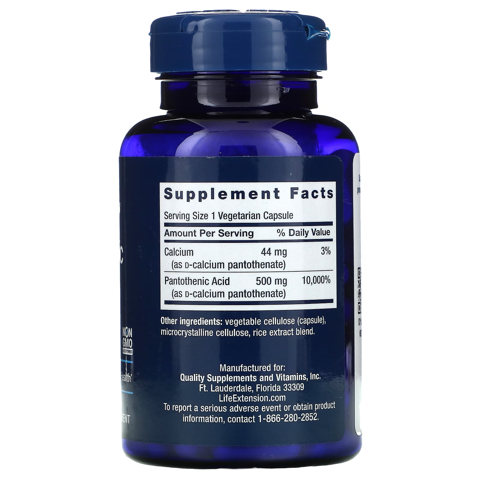 Life Extension, Pantothenic Acid, Vitamin B-5, 500 mg, 100 Capsules