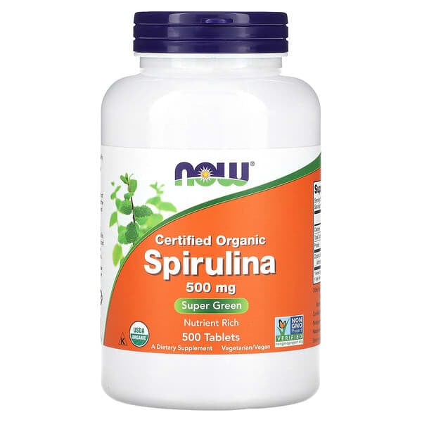 NOW Foods, Certified Organic Spirulina, 500 mg, 500 Tablets