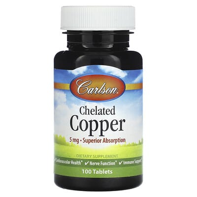 Carlson, Chelated Copper , 5 mg , 100 Tablets