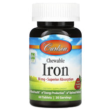 Load image into Gallery viewer, Carlson, Chewable Iron, Strawberry, 30 mg, 60 Tablets