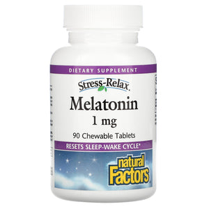 Natural Factors, Stress-Relax, Melatonin, 1 mg, 90 Chewable Tablets