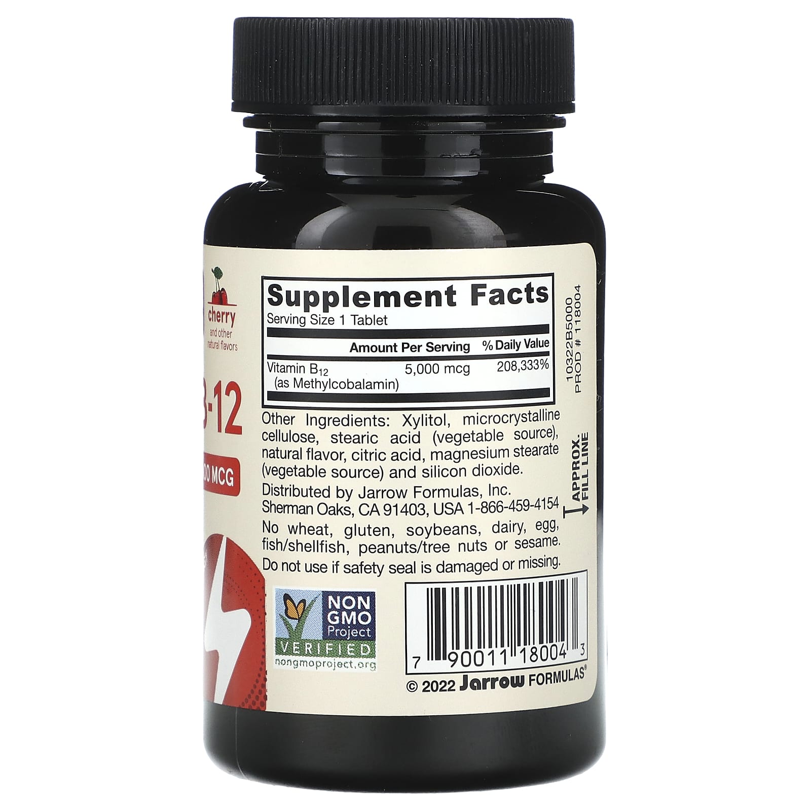 Jarrow Formulas, Vegan Methyl B-12, Maximum Strength, Cherry, 5,000 mcg, 60 Chewable Tablets