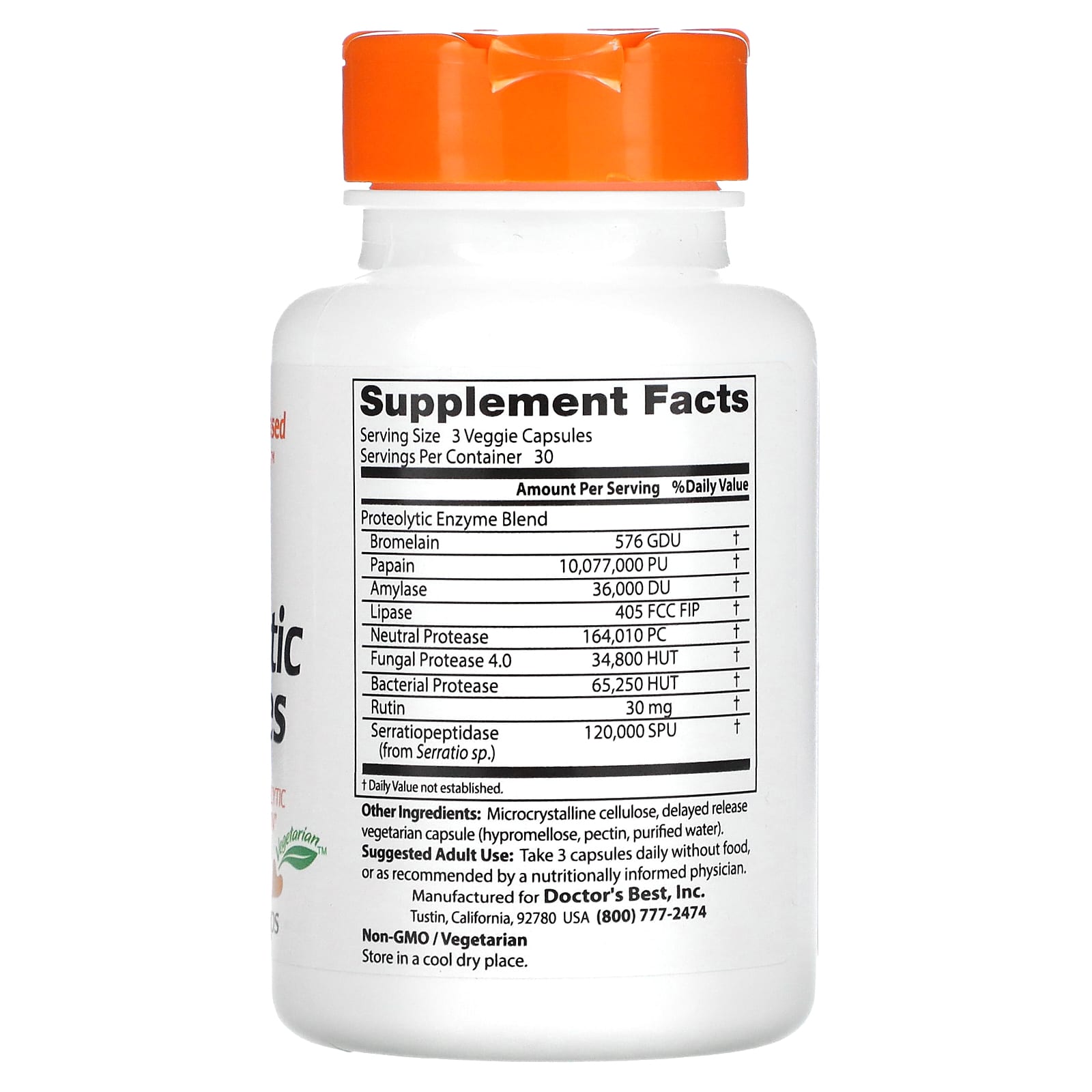 Doctor's Best, Proteolytic Enzymes, 90 Delayed Release Veggie Caps