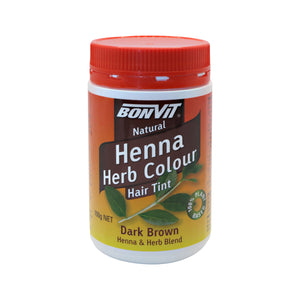 Bonvit Henna Herb Colour Hair Tint Dark Brown 100g