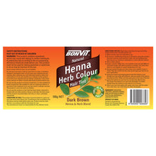 Load image into Gallery viewer, Bonvit Henna Herb Colour Hair Tint Dark Brown 100g