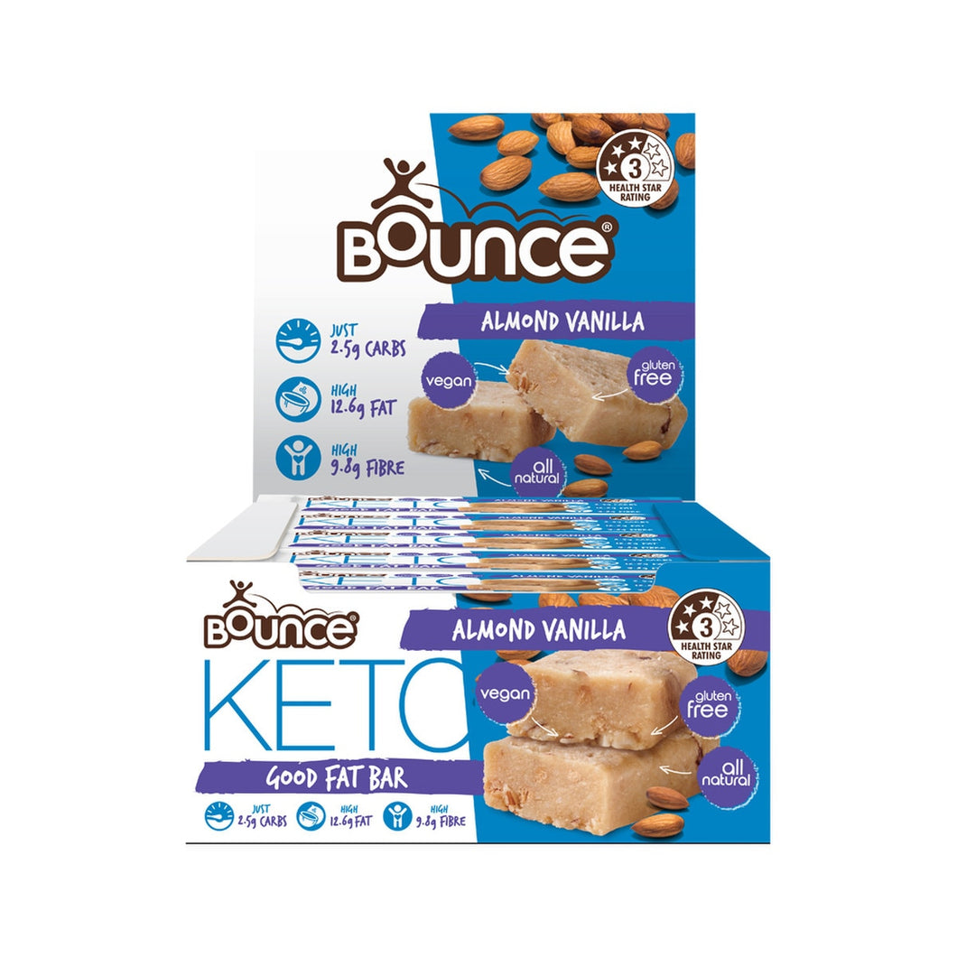 Bounce Keto Good Fat Bar Almond Vanilla 35g x 15 Display