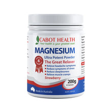 Load image into Gallery viewer, Cabot Health Magnesium Ultra Potent Strawberry Powder 200g