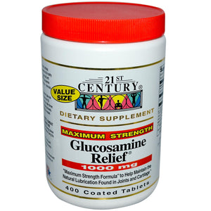 Buy 21st Century Healthcare Glucosamine Relief Maximum Strength 1000 mg 400 Coated Tablets  Online - Megavitamins Online Supplements Store Australia.