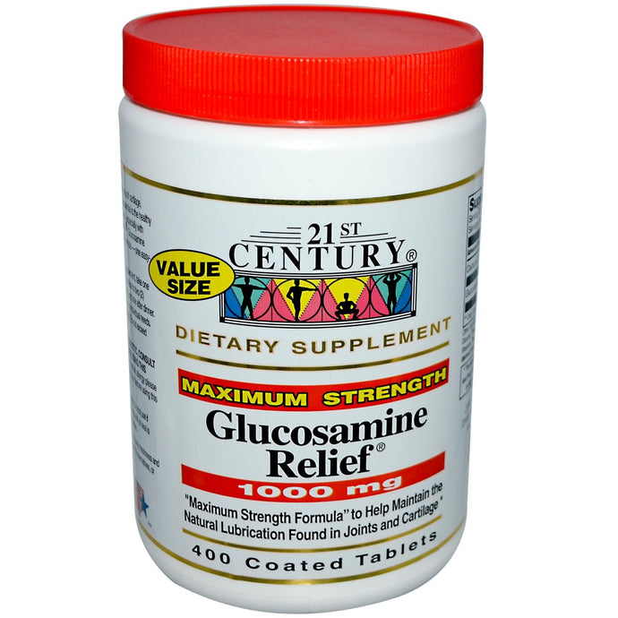 Buy 21st Century Healthcare Glucosamine Relief Maximum Strength 1000 mg 400 Coated Tablets  Online - Megavitamins Online Supplements Store Australia.