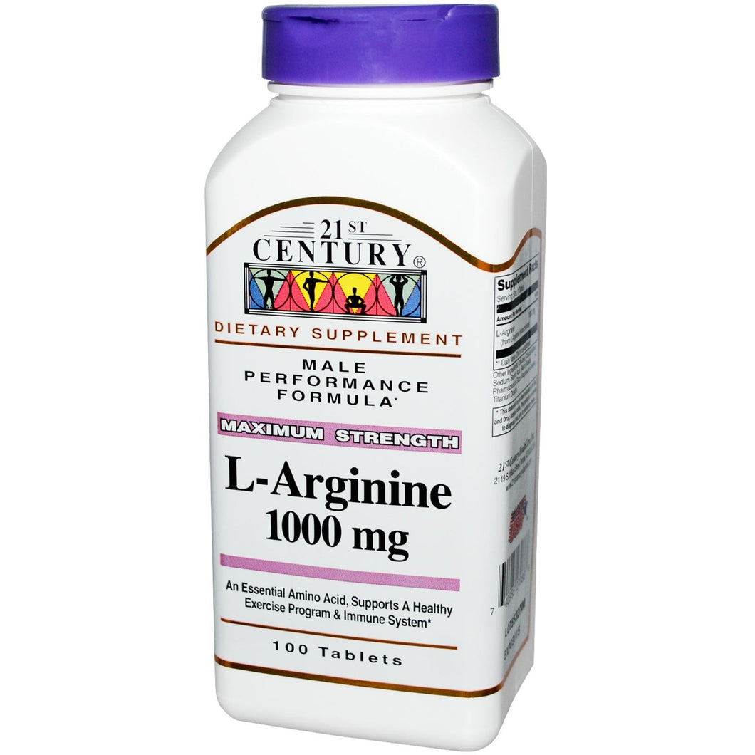  Buy 21st Century Healthcare L-Arginine Maximum Strength 1000mg 100 Tablets Online - Megavitamins Online Supplements Store Australia