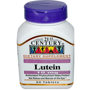 Buy 21st Century Healthcare Lutein 10mg 60 Tablets Dietary Supplement Online - Megavitamins Online Supplements Store Australia