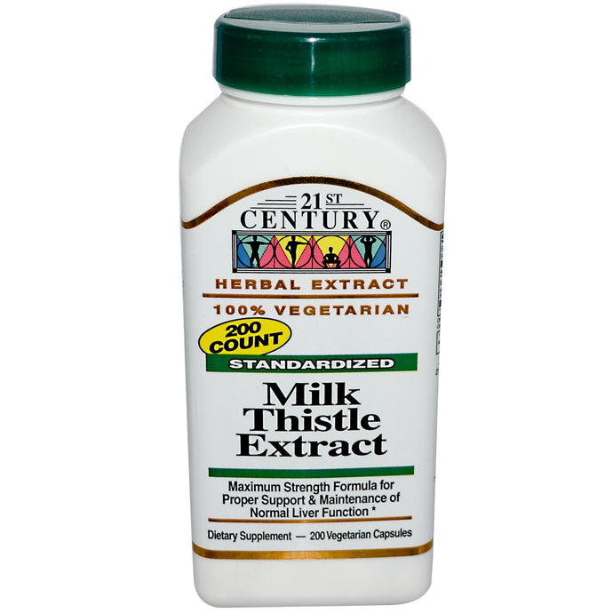 Buy 21st Century Healthcare Milk Thistle Extract Standardised 200 Veggie Capsules Online - Megavitamins Online Supplements Store Australia