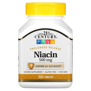 Buy 21st Century, Niacin, Prolonged Release, 500 mg, 100 Tablets
