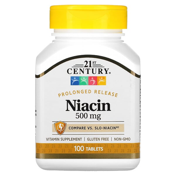 Buy 21st Century, Niacin, Prolonged Release, 500 mg, 100 Tablets