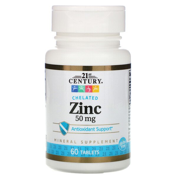 Buy 21st Century Zinc Chelated 50mg 60 Tablets Online - Megavitamins Online Supplements Store Australia