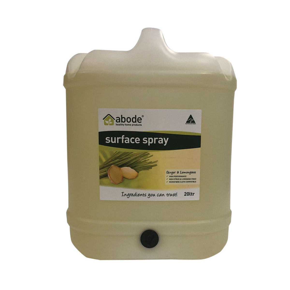 Buy Abode Dish Liquid Concentrate Ginger & Lemongrass 20L Drum With Tap Online - Megavitamins Online Supplements Store Australia