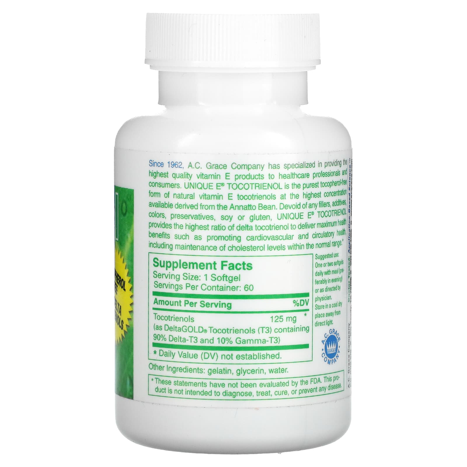 Shop A.C. Grace Company Unique Tocotrienol 60 Softgels Online - Megavitamins Online Supplements Store Australia