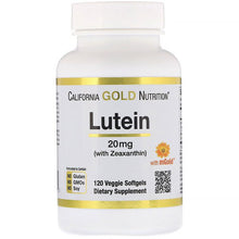 Load image into Gallery viewer, California Gold Nutrition Lutein with Zeaxanthin 20mg 120 Veggie Softgels