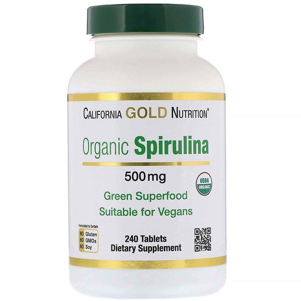 California Gold Nutrition Organic Spirulina 500mg 240 Tablets