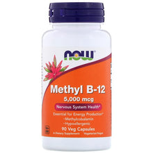 Load image into Gallery viewer, Now Foods Methyl B-12, 5,000mcg 90 Veg Capsules