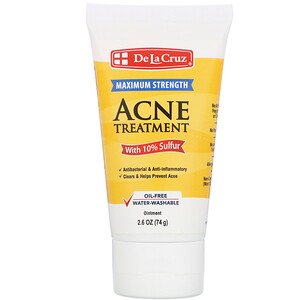 De La Cruz Ointment Acne Treatment with 10% Sulfur Maximum Strength 2.6 oz (74g)