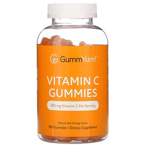 GummYum! Vitamin C Gummies Natural Tart Orange Flavor 250mg 180 Gummies