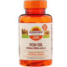 Load image into Gallery viewer, Sundown Naturals Fish Oil 1000mg 72 Softgels
