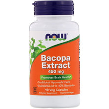 Load image into Gallery viewer, Now Foods Bacopa Extract 450mg 90 Veg Capsules