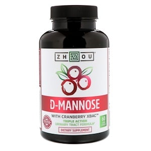 Zhou Nutrition D-Mannose with Cranberry XBAC 60 Veggie Capsules
