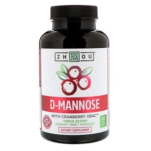 Zhou Nutrition D-Mannose with Cranberry XBAC 60 Veggie Capsules